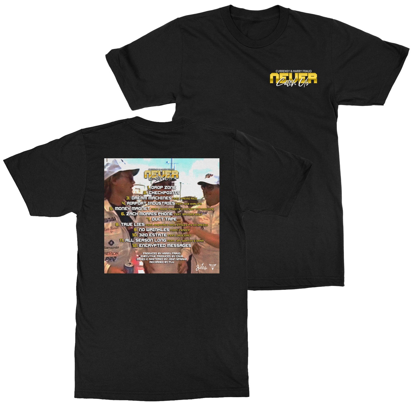Curren$y & Harry Fraud "Never Catch Us” Jet Boat Crew T-Shirt