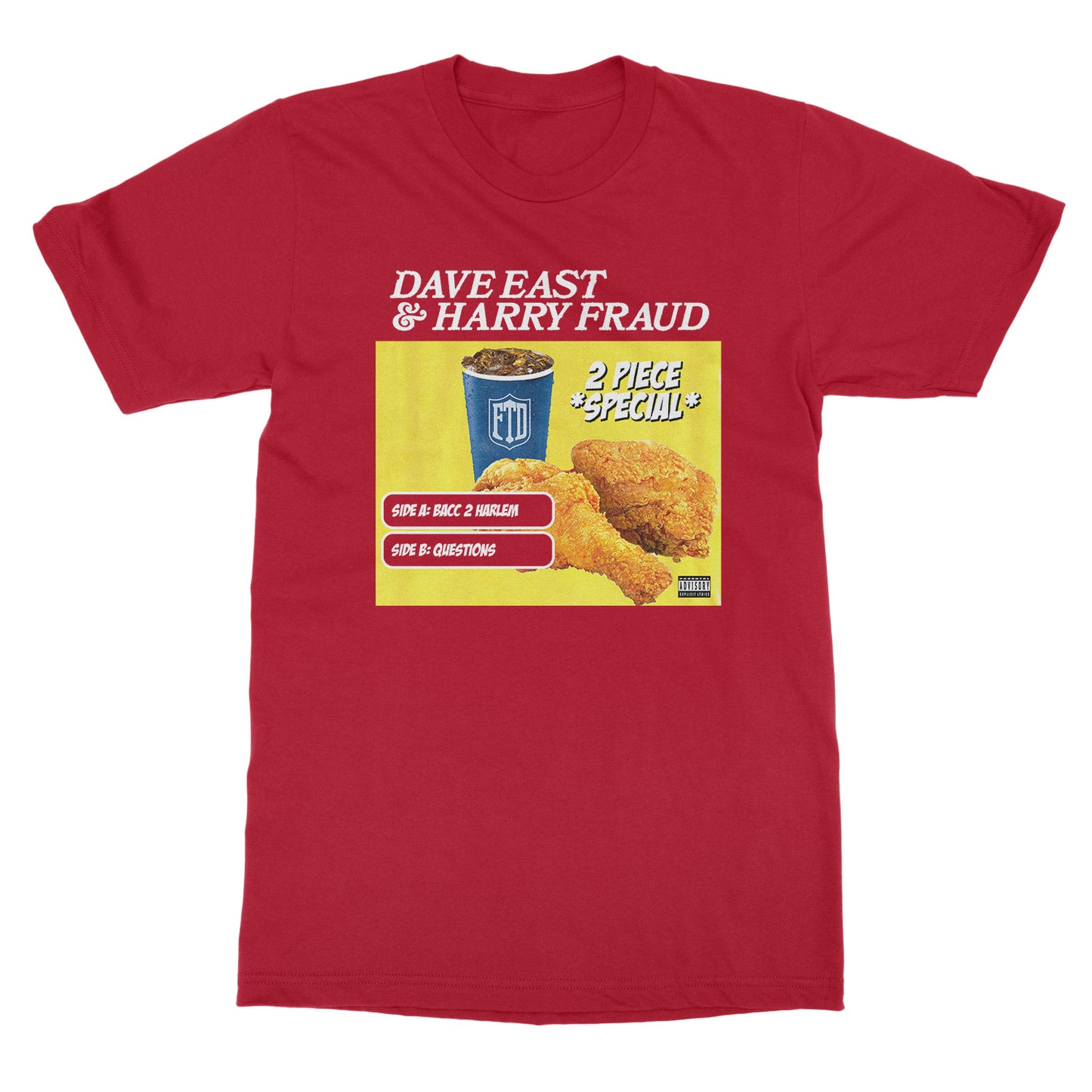 Dave East & Harry Fraud “2 Piece” cover art T-Shirt (RED)