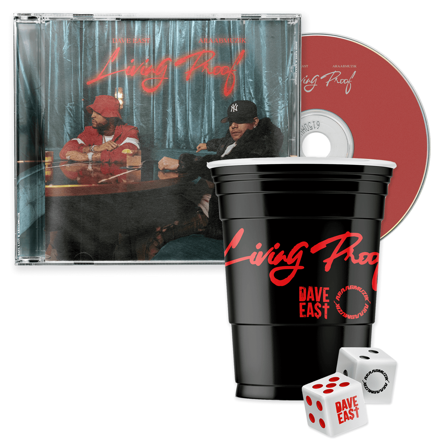 Dave East & araabMUZIK 'Living Proof' CD, Cup, Dice Set
